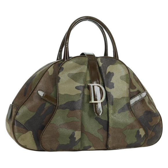 Christian Dior Double Saddle Camouflage Bag Leather Green Gold Auth 172789SAV