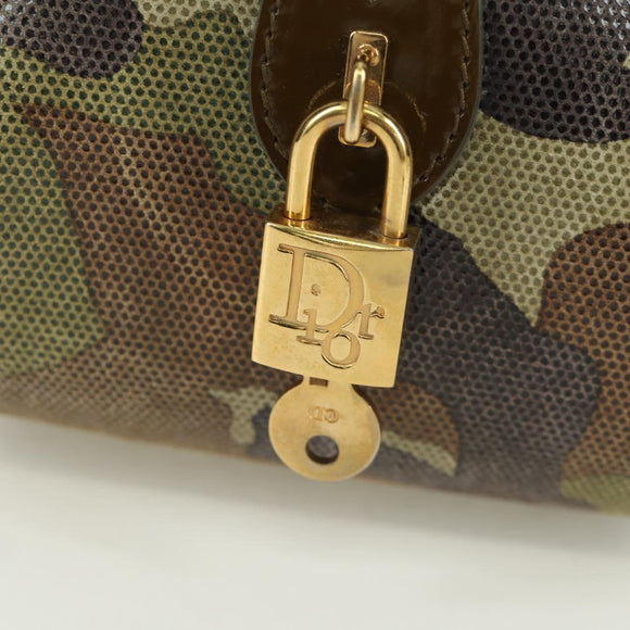 Christian Dior Double Saddle Camouflage Bag Leather Green Gold Auth 172789SAV
