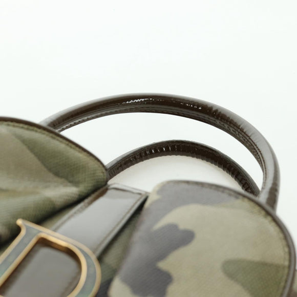 Christian Dior Double Saddle Camouflage Bag Leather Green Gold Auth 172789SAV