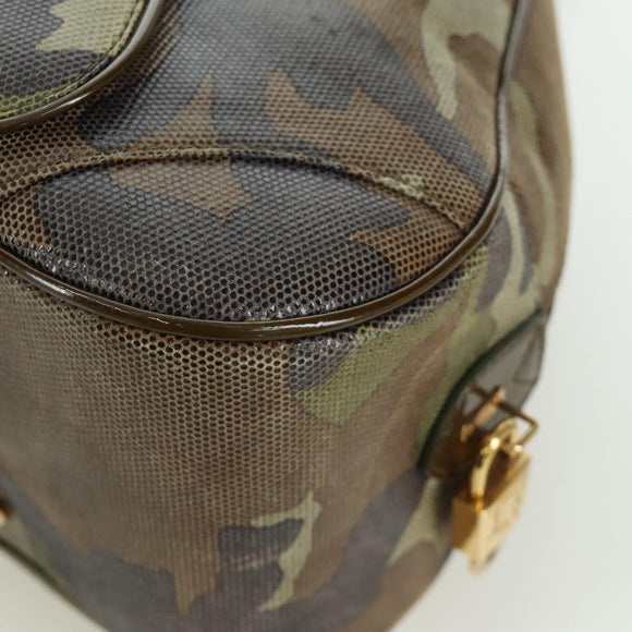 Christian Dior Double Saddle Camouflage Bag Leather Green Gold Auth 172789SAV