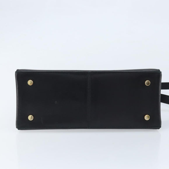 Salvatore Ferragamo Gancini Hand Bag Leather 2way Black Gold Auth 172790