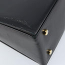 Salvatore Ferragamo Gancini Hand Bag Leather 2way Black Gold Auth 172790-15