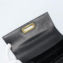 Salvatore Ferragamo Gancini Hand Bag Leather 2way Black Gold Auth 172790-17