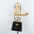 Salvatore Ferragamo Gancini Hand Bag Leather 2way Black Gold Auth 172790-25