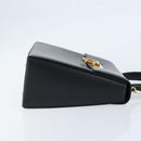 Salvatore Ferragamo Gancini Hand Bag Leather 2way Black Gold Auth 172790-4