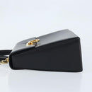 Salvatore Ferragamo Gancini Hand Bag Leather 2way Black Gold Auth 172790-5