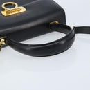 Salvatore Ferragamo Gancini Hand Bag Leather 2way Black Gold Auth 172790-7