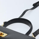 Salvatore Ferragamo Gancini Hand Bag Leather 2way Black Gold Auth 172790-8