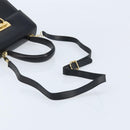 Salvatore Ferragamo Gancini Hand Bag Leather 2way Black Gold Auth 172790-9