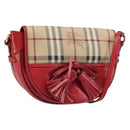BURBERRY Nova Check Shoulder Bag PVC Beige Gold Auth 172792-1