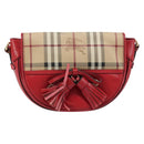BURBERRY Nova Check Shoulder Bag PVC Beige Gold Auth 172792-2