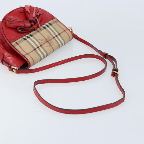BURBERRY Nova Check Shoulder Bag PVC Beige Gold Auth 172792