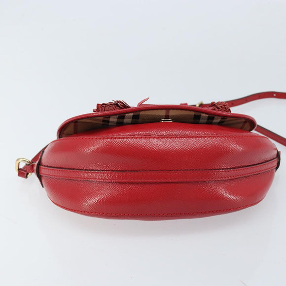 BURBERRY Nova Check Shoulder Bag PVC Beige Gold Auth 172792