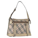 BURBERRY Nova Check Shoulder Bag Canvas Beige Silver Auth 172803-1