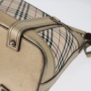 BURBERRY Nova Check Shoulder Bag Canvas Beige Silver Auth 172803-11