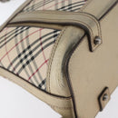 BURBERRY Nova Check Shoulder Bag Canvas Beige Silver Auth 172803-12