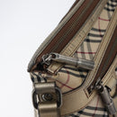 BURBERRY Nova Check Shoulder Bag Canvas Beige Silver Auth 172803-14