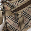 BURBERRY Nova Check Shoulder Bag Canvas Beige Silver Auth 172803-15