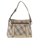BURBERRY Nova Check Shoulder Bag Canvas Beige Silver Auth 172803-2