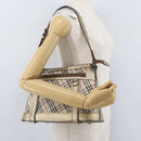 BURBERRY Nova Check Shoulder Bag Canvas Beige Silver Auth 172803-24