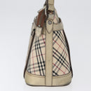 BURBERRY Nova Check Shoulder Bag Canvas Beige Silver Auth 172803-4