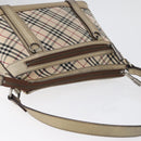 BURBERRY Nova Check Shoulder Bag Canvas Beige Silver Auth 172803-6