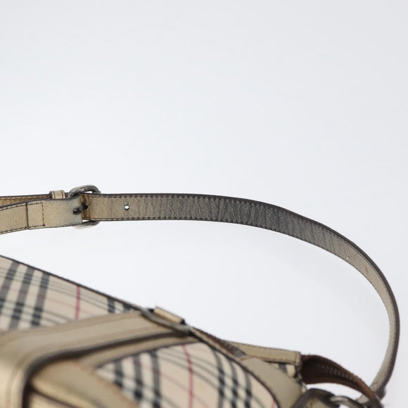 BURBERRY Nova Check Shoulder Bag Canvas Beige Silver Auth 172803