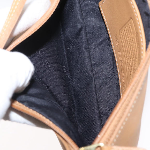Coach Hand Pouch PVC Beige Gold Auth 172805