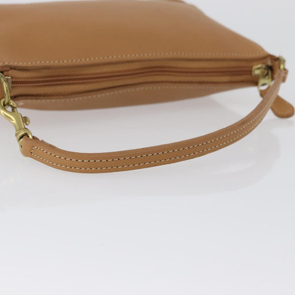 Coach Hand Pouch PVC Beige Gold Auth 172805