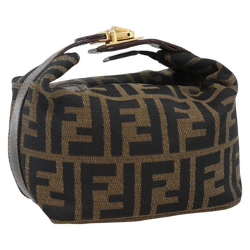 FENDI Zucca Canvas Hand pouch Pouch Black Brown Auth 172809