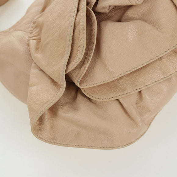 SAINT LAURENT Shoulder Bag Leather Beige Gold Auth 172811V