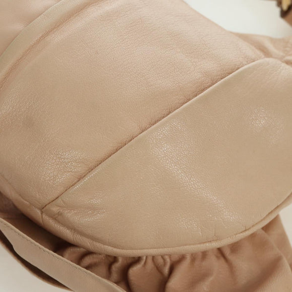 SAINT LAURENT Shoulder Bag Leather Beige Gold Auth 172811V