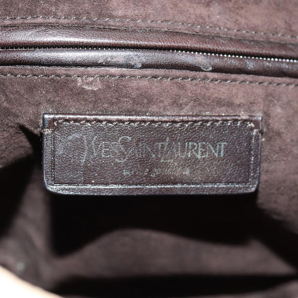 SAINT LAURENT Shoulder Bag Leather Beige Gold Auth 172811V