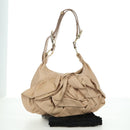 SAINT LAURENT Shoulder Bag Leather Beige Gold Auth 172811V-22
