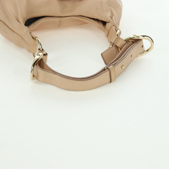 SAINT LAURENT Shoulder Bag Leather Beige Gold Auth 172811V