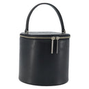 BURBERRY Vanity Hand Bag Leather Black Silver Auth 172815-1