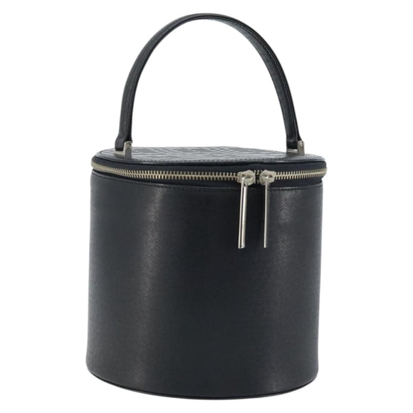 BURBERRY Vanity Hand Bag Leather Black Silver Auth 172815