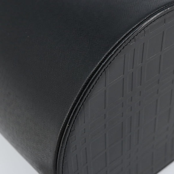 BURBERRY Vanity Hand Bag Leather Black Silver Auth 172815
