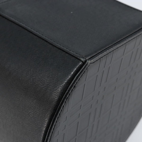 BURBERRY Vanity Hand Bag Leather Black Silver Auth 172815