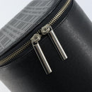 BURBERRY Vanity Hand Bag Leather Black Silver Auth 172815-10
