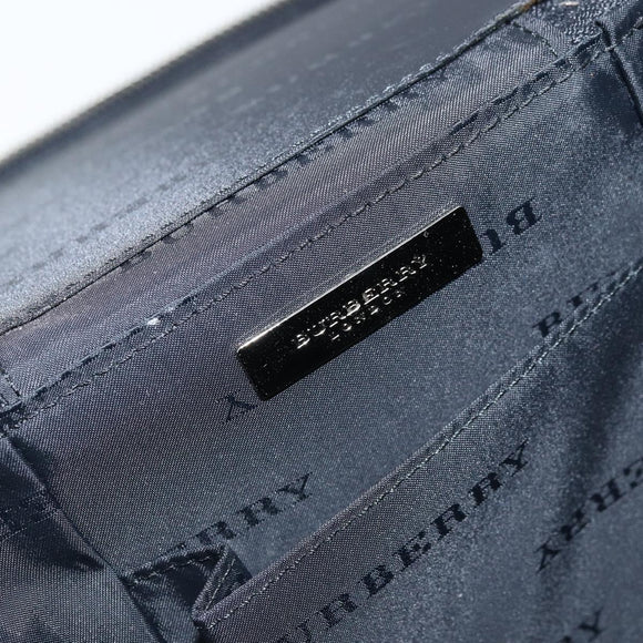 BURBERRY Vanity Hand Bag Leather Black Silver Auth 172815