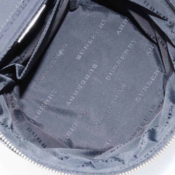 BURBERRY Vanity Hand Bag Leather Black Silver Auth 172815