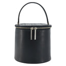 BURBERRY Vanity Hand Bag Leather Black Silver Auth 172815-13