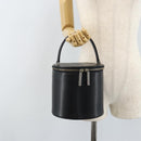 BURBERRY Vanity Hand Bag Leather Black Silver Auth 172815-21
