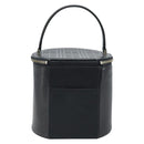 BURBERRY Vanity Hand Bag Leather Black Silver Auth 172815-2