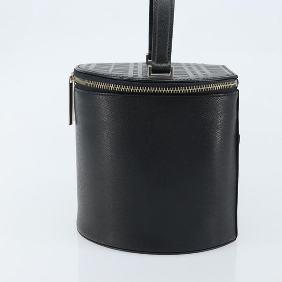 BURBERRY Vanity Hand Bag Leather Black Silver Auth 172815
