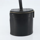 BURBERRY Vanity Hand Bag Leather Black Silver Auth 172815-4