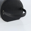 BURBERRY Vanity Hand Bag Leather Black Silver Auth 172815-7