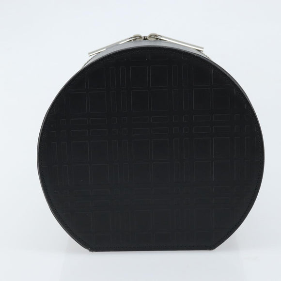 BURBERRY Vanity Hand Bag Leather Black Silver Auth 172815