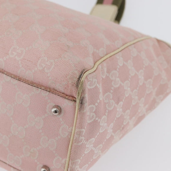 GUCCI GG Canvas Sherry Line Tote Bag Pink Silver 145758 Auth 172816